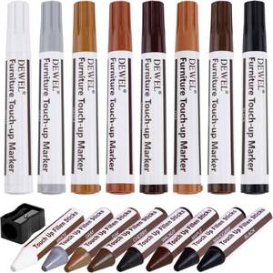 lot 6431 image: DEWEL Furniture Touch Up Markers, 17-Piece Wood Repair Kit with Wax Sticks