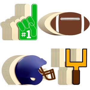 lot 6438 image: Blulu 40 Pcs Wooden Football Cutouts Unfinished, Mini Sports Ornaments