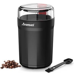 lot 6448 image: Aromvel Electric Coffee Grinder, 2-in-1 Cleaning Brush & Scoop, Safety Lid