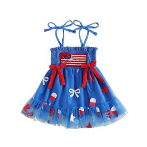 lot 18229 image: Fufuriprefer Toddler Girl Patriotic Dress 2T-6T