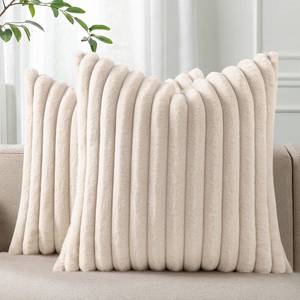 lot 18248 image: Pallene Faux Fur Decorative Throw Pillow Covers 18x18 Set of 2