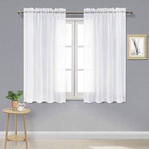 lot 18251 image: DWCN White Sheer Curtains 52 x 54 Inch Rod Pocket 2 Panels