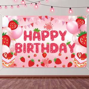 lot 18272 image: PEUTIER Strawberry Birthday Banner 176x108cm