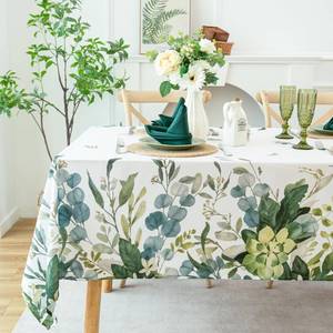 lot 20090 image: LOSIVISHE Summer Spring Tablecloth �� Waterproof, Stain Resistant, Eucalyptus Floral Design for Dining, Kitchen, Outdoor, Picnic, Easy Clean, Vibrant and Durable Boho Home Decor, W60 x L84