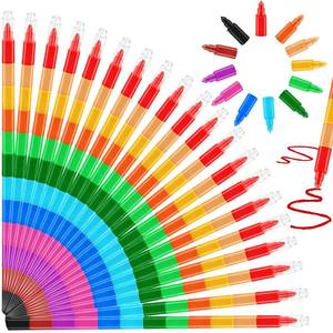 lot 20100 image: GKXMAXIWANG 20 Pcs Stackable Crayons, 12 Colors Stacking Buildable Crayons Colorful Stackable Pencils Party Favors DIY Rainbow Pencil for Adults Office Birthday Party