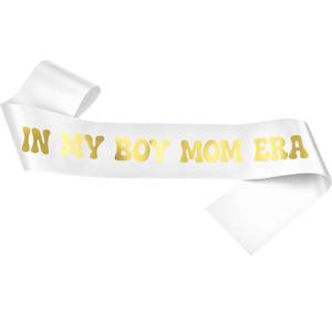 lot 20130 image: 1 Pcs Mommy to Be In My Boy Mom Era Sash Mom to Be Sash Baby Shower for New Mom Pregnancy Announcement Boy or Girl Gender Reveal Decorations White Gold