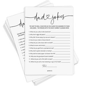 lot 20148 image: GardenCity Dad Jokes Baby Shower Game, 50 Cards, Fun Baby Shower Games Activity for Boy or Girl, Minimalist