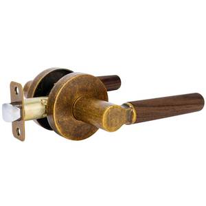 lot 13812 image: Aassiantek Walnut Wood Keyless Door Lever(1 Pack, Aged Brass, Passage)