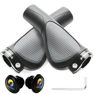 lot 8333 image: TOPCABIN Bike Grips,Ergonomic Design Bicycle Grips Widen Holding Rubber Bike Handlebar Grips with Aluminum LockGrips for Mountain Road MTB (Comfort Big Area(Black&Grey))