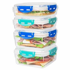 lot 8334 image: 4 PCS Sandwich Containers 100% Airtight BPA-Free Microwave Dishwasher Safe