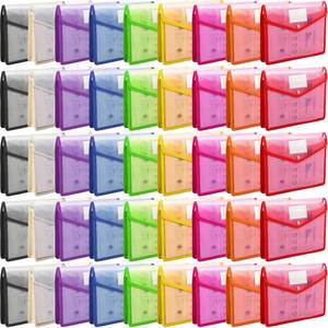 lot 1855 image: Handepo 50 Pcs Plastic Expanding File Folder Bulk, A4 Size, Multiple Colors