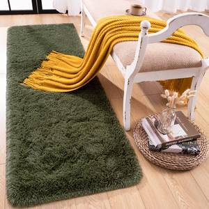 lot 1862 image: Rtizon Runner Rug for Bedroom, 2x6 Soft Shag Fluffy Area Rugs for Girls Boys Room, Plush Shaggy Carpet with Non-Slip Bottom for Living Room Dorm, Olive Green