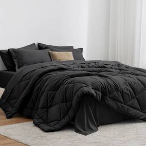 lot 1865 image: Loves cabin California King Comforter Set, 7 Pieces Bed in a Bag, Black