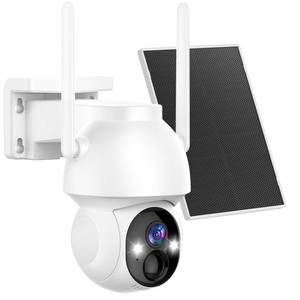 lot 5058 image: Allweviee Solar Security Cameras Wireless Outdoor, 2K 3MP Pan Tilt 355° View IP65 Waterproof Rechargeable Battery Powered PTZ WiFi Camera with PIR, Color Night Vision,2-Way Talk,CloudSD