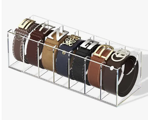 lot 13800 image: FEMELI Acrylic Belt Organizers Holders For Closet 7 Slots Belt Storage Box
