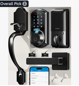 lot 19971 image: Veise VE06-H Smart Front Door Lock Handle Set, App Control, Matte Black