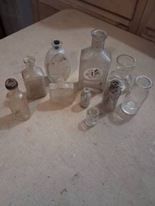lot 83 image: Lot of 11 Glass Bottles and Jars Assorted Sizes