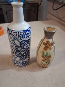 lot 89 image: Blue and White Ceramic Decorative Bottle with Floral Pattern