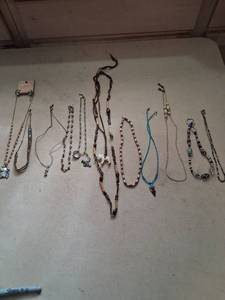 lot 140 image: Lot of 11 Beaded Necklaces with Various Pendants and Chains