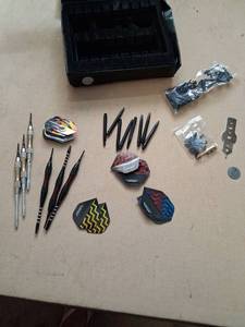lot 152 image: Dart Accessory Set with Case Flights Shafts Stems and Parts