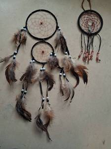 lot 154 image: Dreamcatcher Lot 2 Pieces Black Hoop Feathers Beads