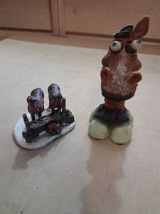 lot 164 image: Lot of 2 Hand-Painted Resin Animal Figurine Sets with Horses