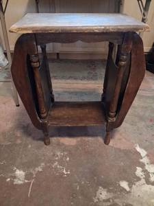 lot 171 image: Wood Side Table with Curved Sides and Lower Shelf