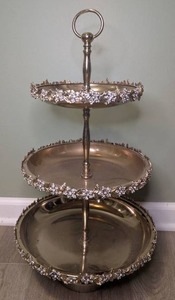 lot 2101 image: Gold Tone Decorative 3 Tiered Tray - 25 in