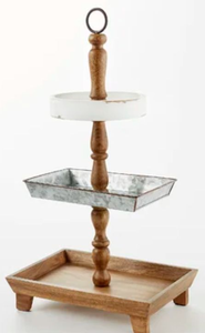 3 Tiered Multi Decorative Tray - new - 27 in