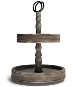 lot 2104 image: Two Tiered Wooden Tray - new - 18 in