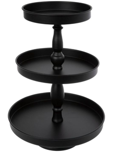 lot 2105 image: Black Metal 3 Tiered Tray - 18 in