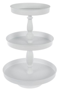 lot 2106 image: White Metal 3 Tiered Tray - 18 in