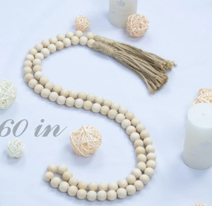 lot 2107 image: Natural Wood Bead Garland with Tassel - 60 inch