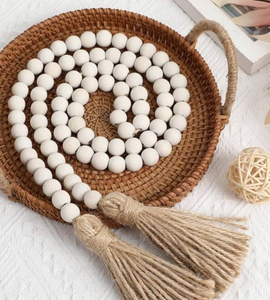 lot 2108 image: White Beaded Decorative Strand with Tassles - 60 in