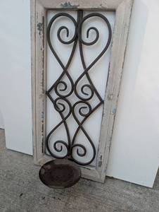 lot 2502 image: Cast Iron Distressed Frame Candle Holder