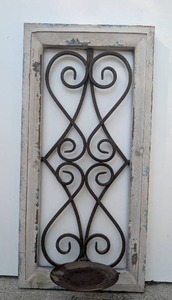 lot 2503 image: Cast Iron Distressed Frame Candle Holder