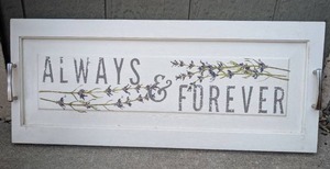 lot 2506 image: Handmade Always and Forever Wooden Tray Decor