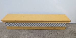 lot 2510 image: Handmade Painted Yellow Chevron Patter Wooden Shelf