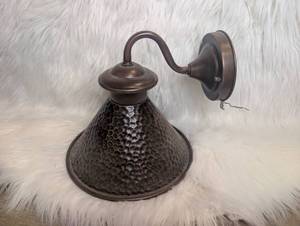 lot 2519 image: Wall Sconce Pendant Light Fixture with Hammered Cone Shade