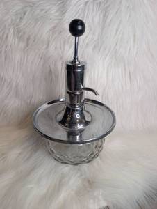 lot 2902 image: Glass Liquor Server with Chrome Pump Dispenser&nbsp