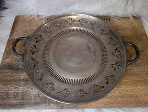 lot 3012 image: Silver-Plated Round Tray with Handles