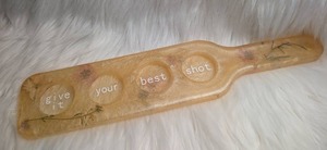 lot 3104 image: Handmade Resin Shot Flight Tray w flowers- new