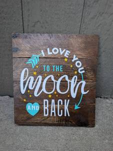 lot 3500 image: I Love You to the Moon and Back Wood Decal Wall Art Sign