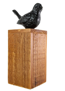 lot 4008 image: Black Bird Figurine on Wood Base Pedestal Decor- new