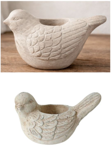 lot 4010 image: Cement Bird-Shaped Decorative Tea Candle Holders Set of 2- new