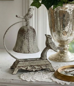 lot 4018 image: Decorative Bell with Bird Finial and Stand- new