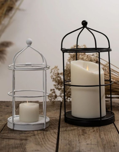 lot 4020 image: Wire Birdcage Decorative Candle Holders Black  White - 2 ct - new