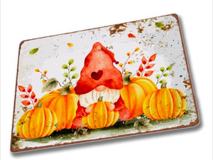 lot 4103 image: Decorative Metal Wall Sign Gnome Pumpkin Fall Design- new
