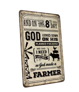 lot 4115 image: Decorative Metal Sign And On The 8th Day God Made a Farmer- new
