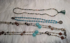 lot 4503 image: Lot of 3 Beaded Chain Necklaces with Turquoise and Metal Accents